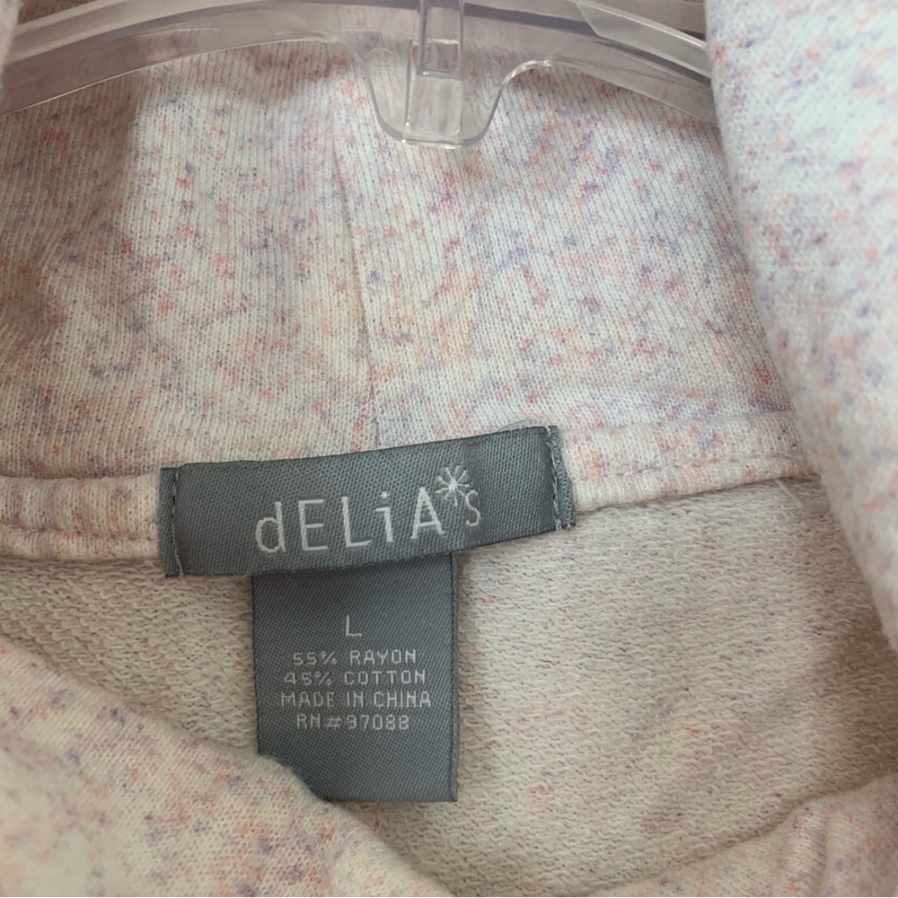 Delias 3/4 sleeve pink heather hoodie - Picture 3 of 3